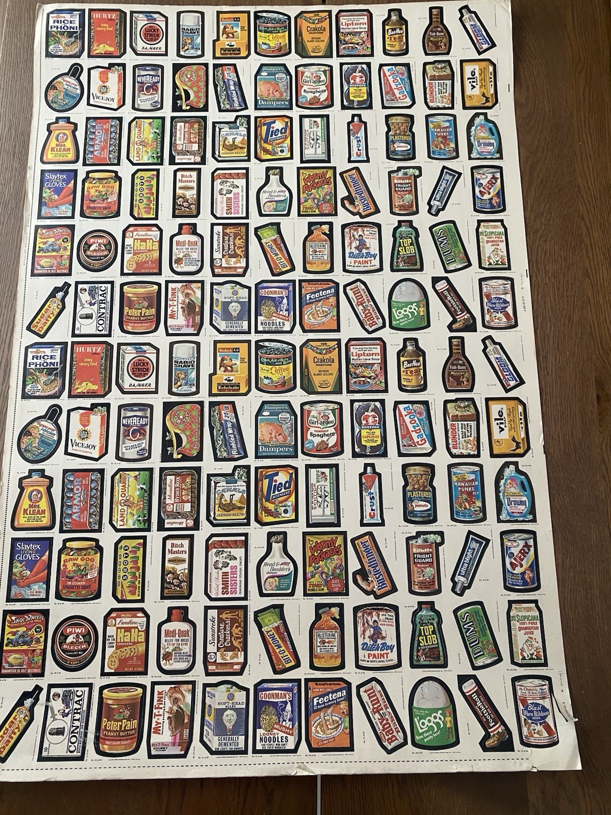 Wacky Packages 1a Edizione 1979 Lotto Topps Originali Foglio Non Tagliato 66 Die cut Danni