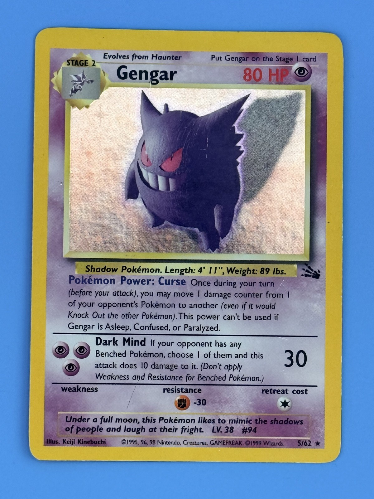 Pokemon Gengar Fossil 5 Holo