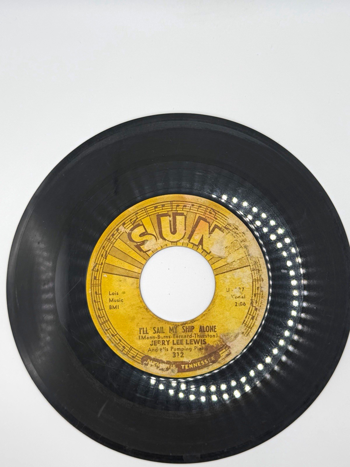 Jerry Lee Lewis Sun 312 I’ll Sail My Ship Alone / It Hurt Me So 45 RPM 1958