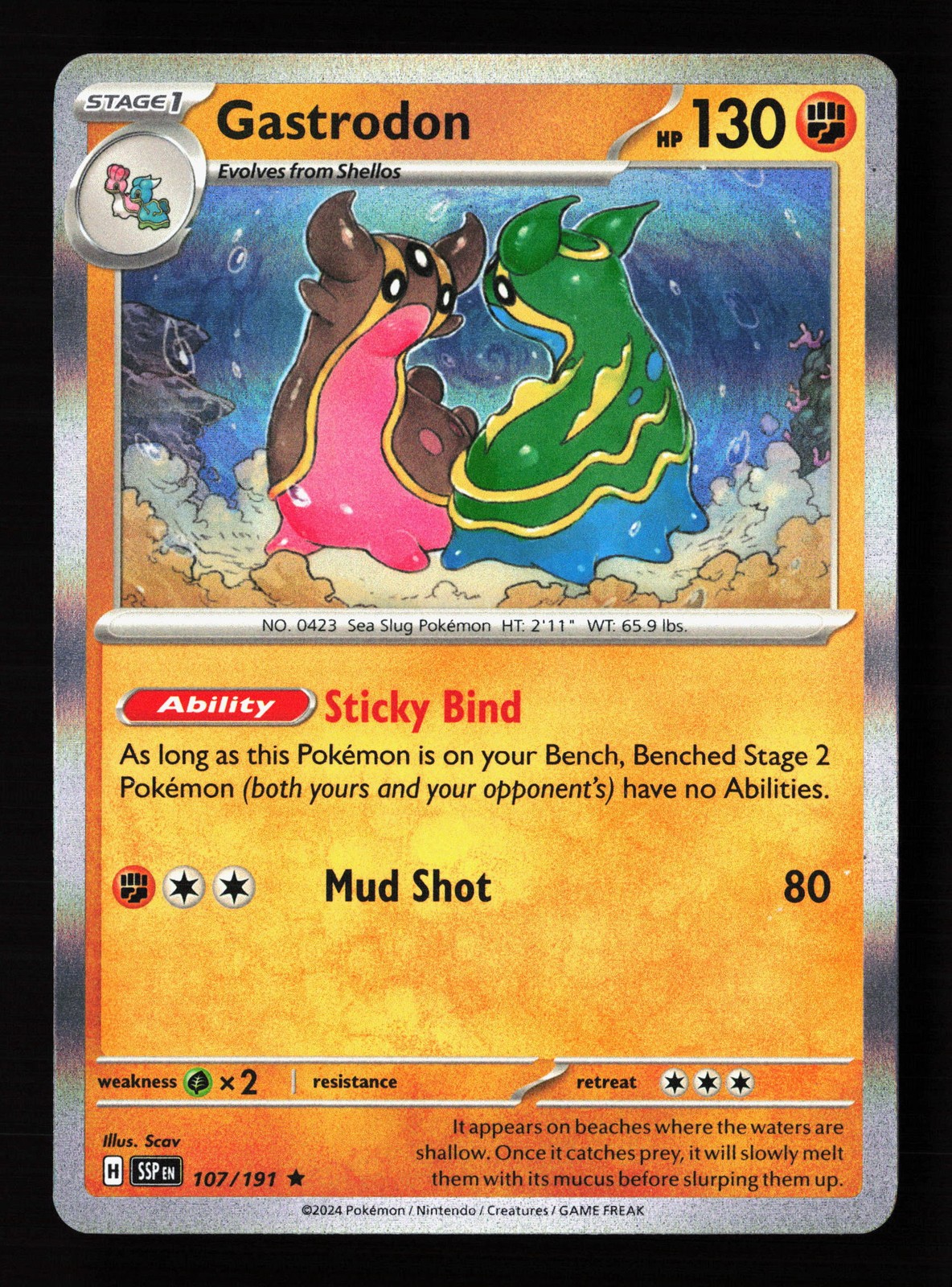 Carta Pokemon Gastrodon 107/191 Holo Scintille Urgenti