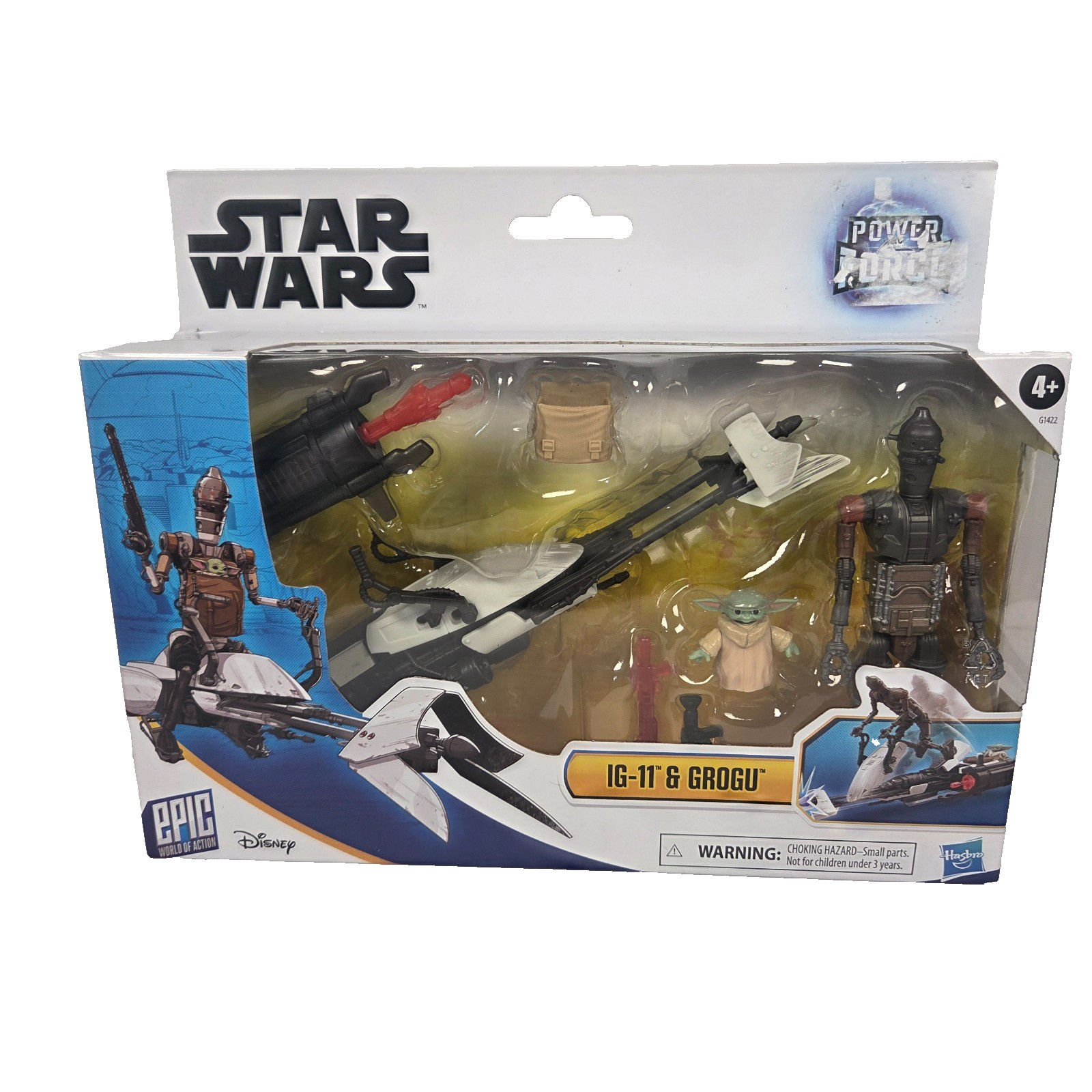 Hasbro Star Wars Speeder Bike Set Figure IG-11 Grogu Nuovo Power Force Mandalorian
