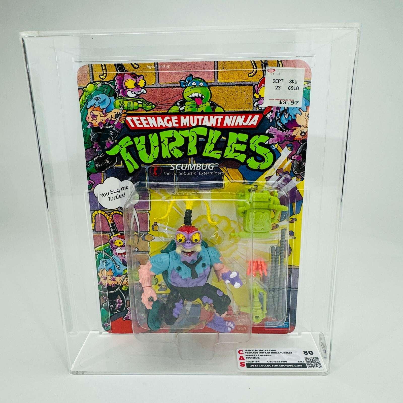 Scumbug 1990 Teenage Mutant Ninja Turtles Playmates MOC AFA Unpunched CAS 80