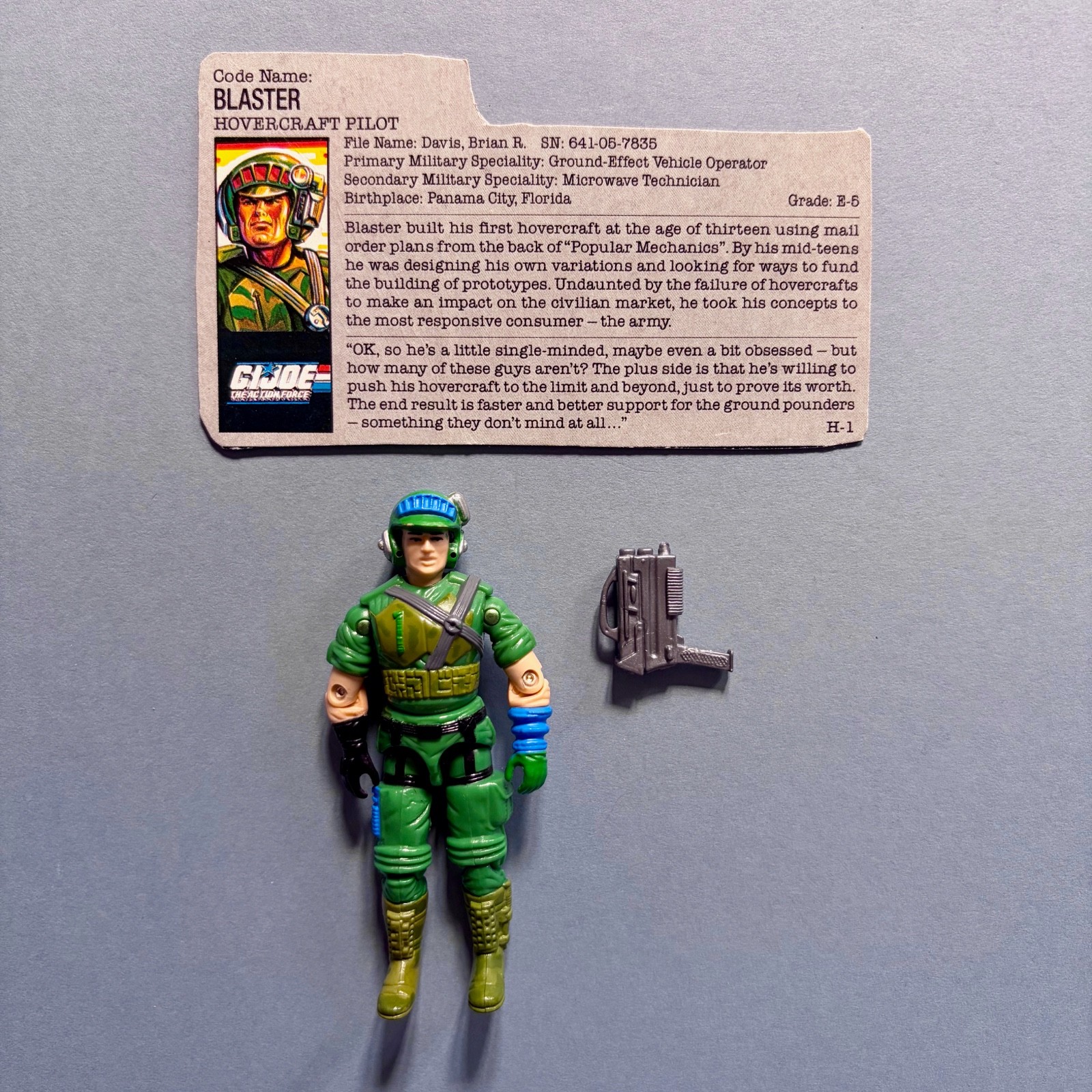 Vintage Action Force G.I. Joe - 1987 - Blaster - Figure with File Card