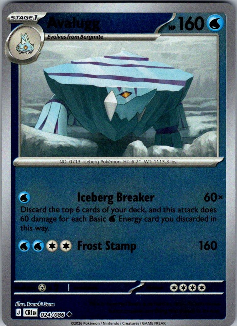 Avalugg Reverse Holofoil 024/086 Chaos Rising NM