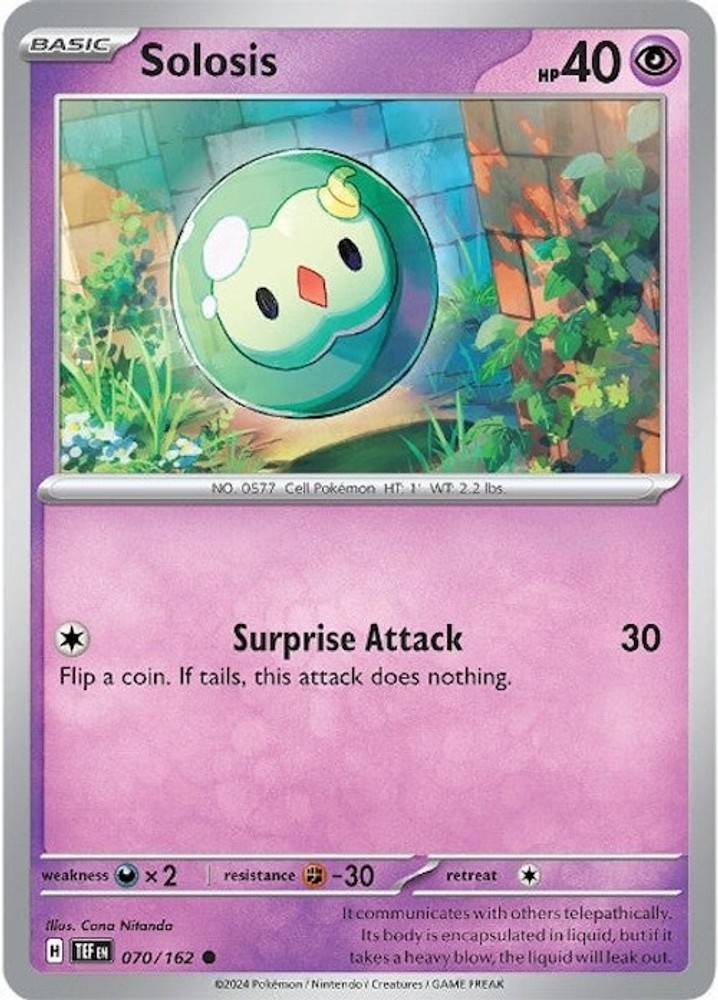 Solosis 070/162 Pokemon Forze Temporali Nuovo con scatola Cona Nitanda