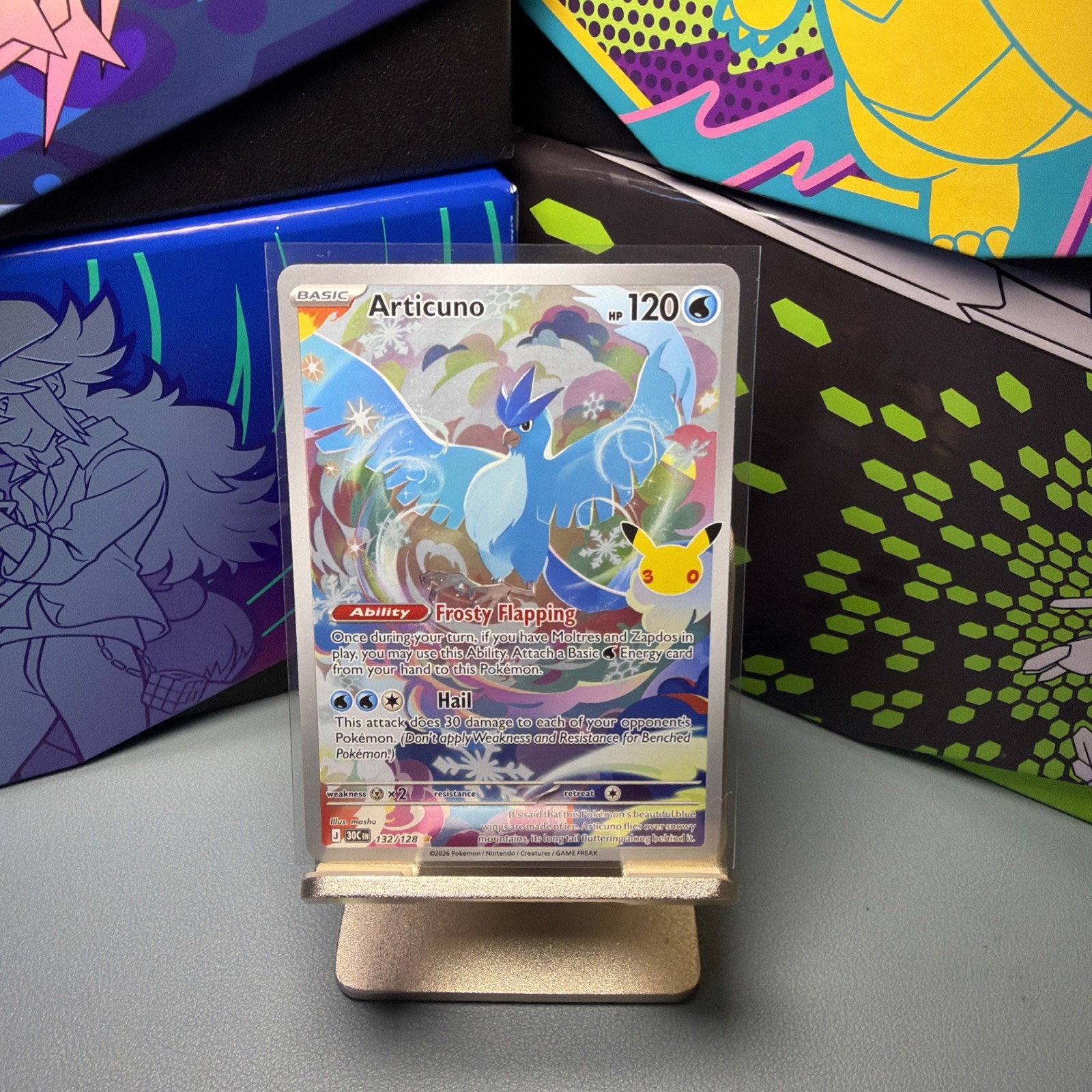 Articuno 132/128 Illustration Rare ME: 30th Celebration Pokemon Holo Near Mint