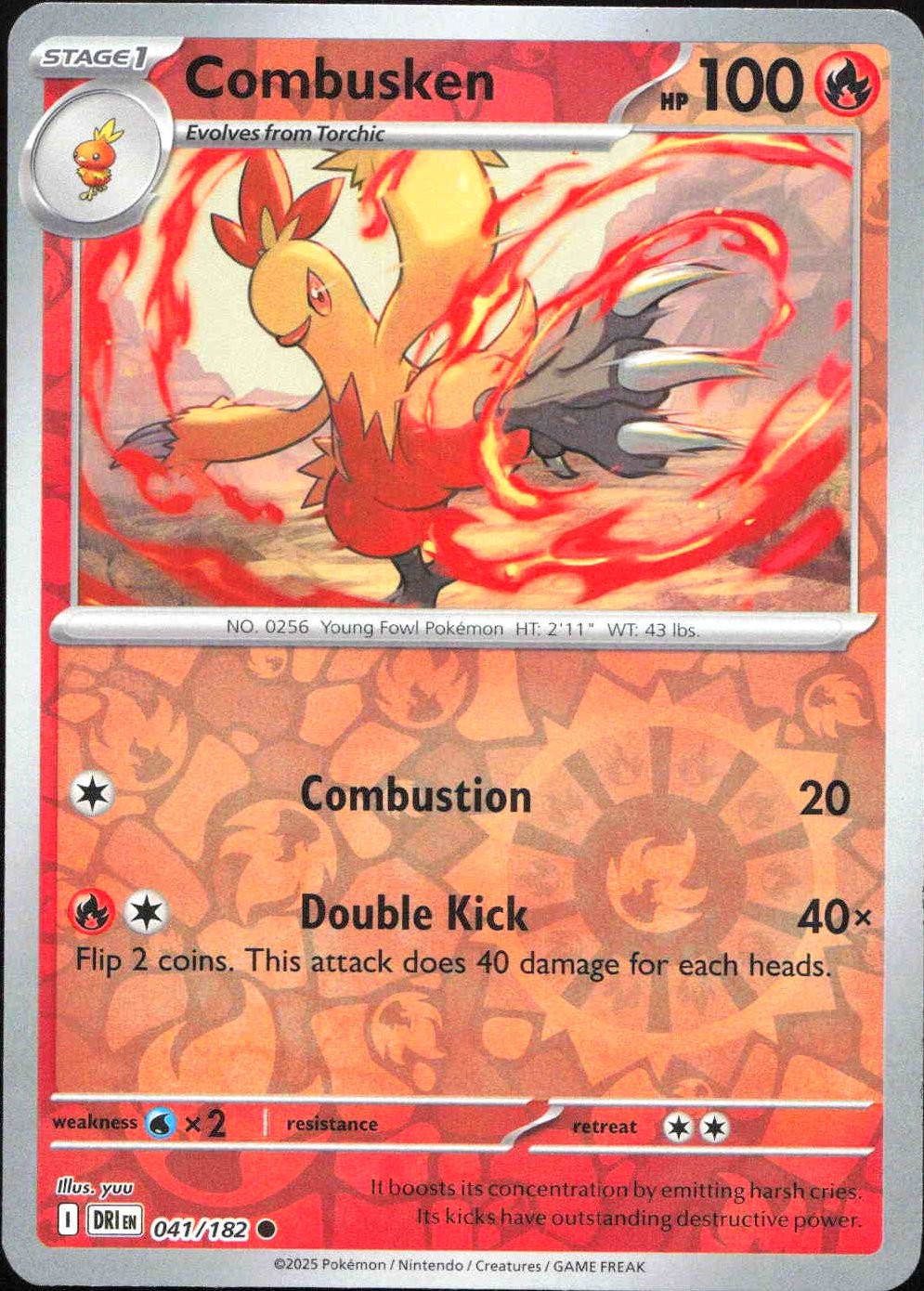 Combusken Reverse Holofoil 41/182 Destined Rivals 2025 NM Pokémon