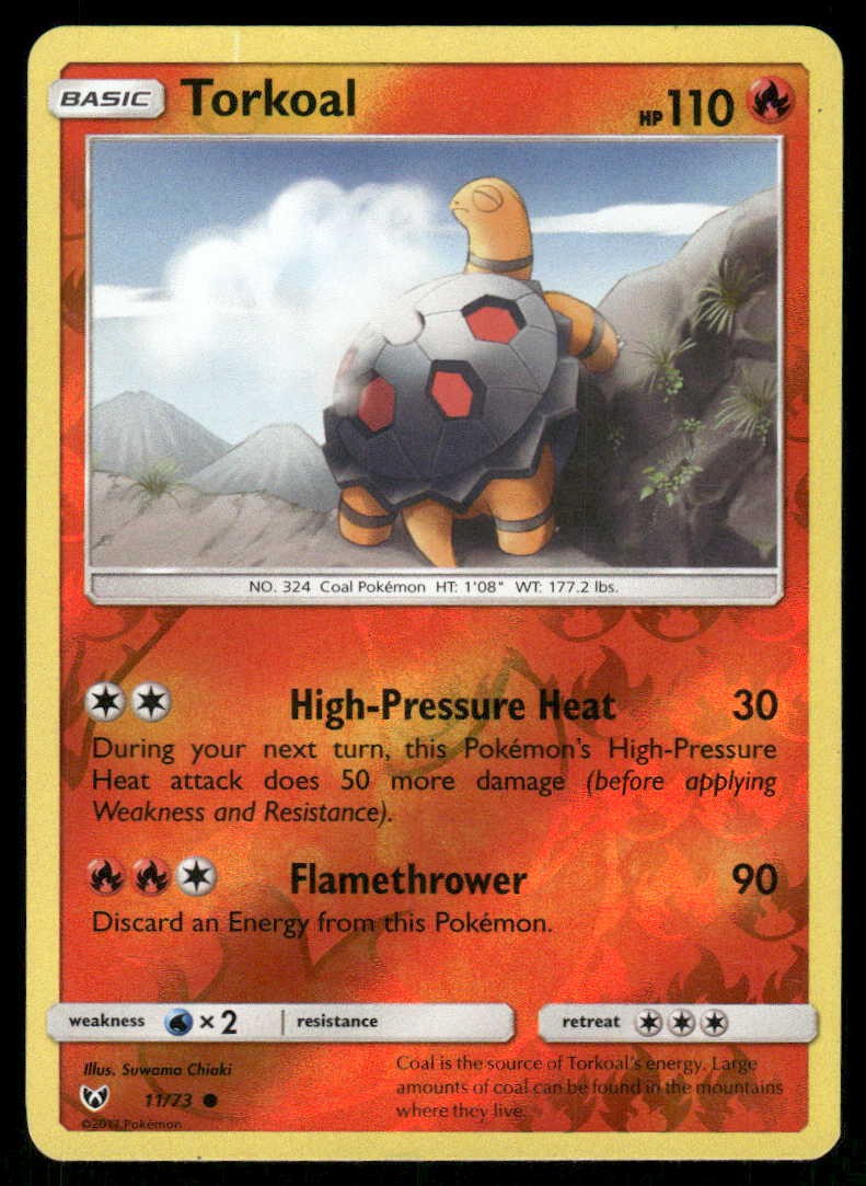 POKEMON TORKOAL SHINING LEGENDS 11/73 REVERSE HOLO C LP