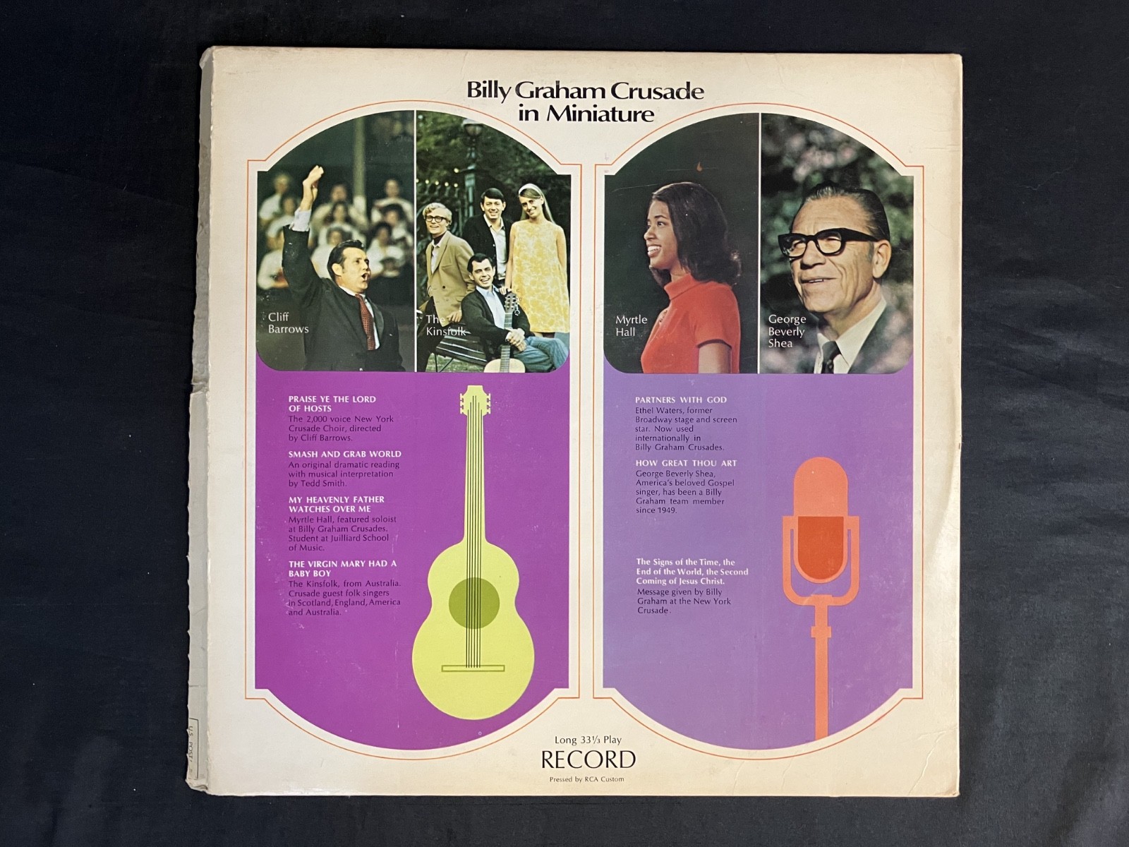 1969 LP 12" Vinyl Record - Billy Graham Crusade in Miniature - Music & Message