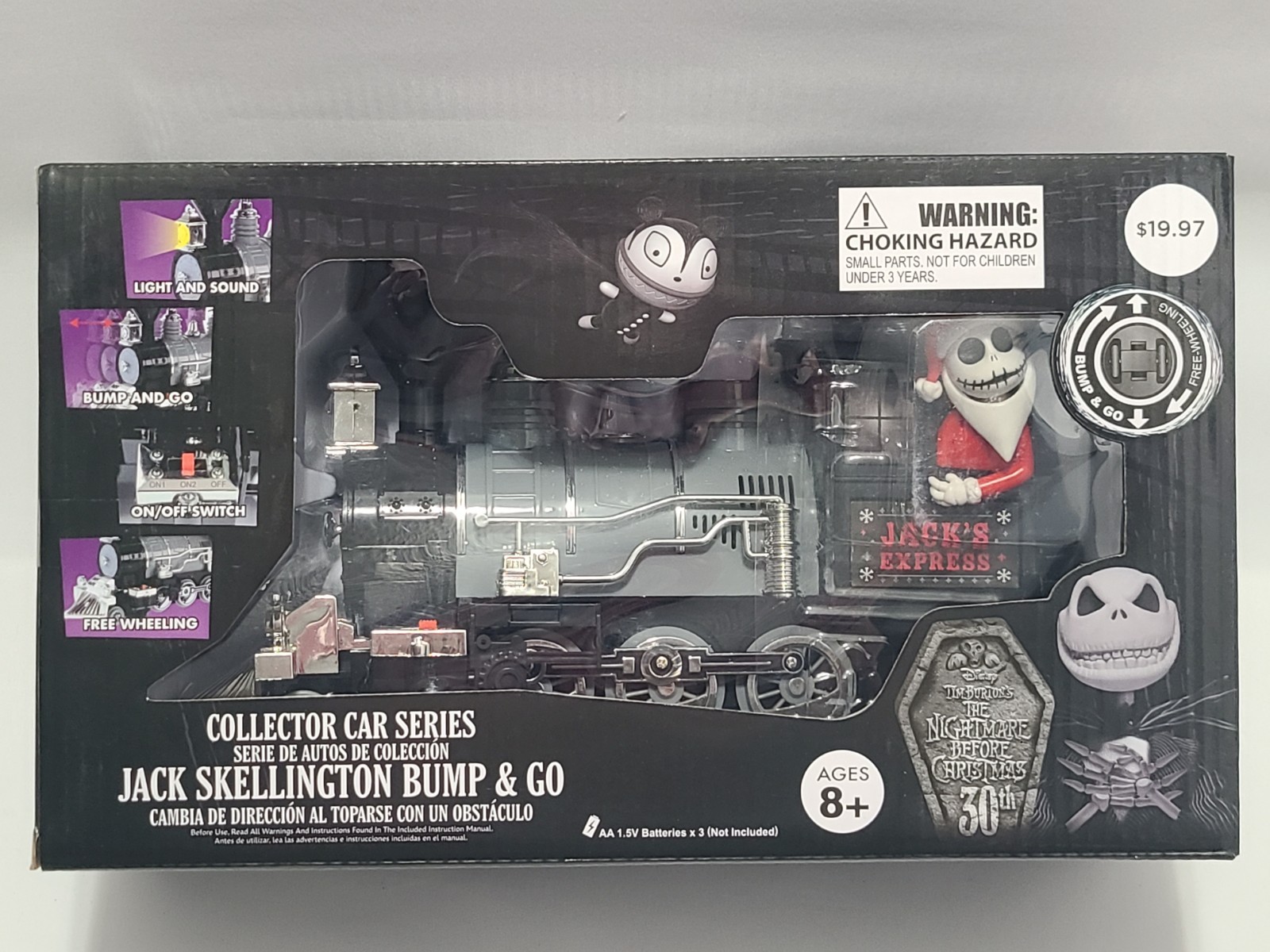 Disney Jack Skellington Bump & Go Treno Direttore 30° Anniversario Auto da Collezione