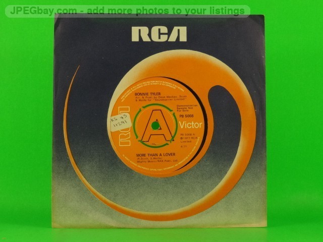 BONNIE TYLER MORE THAN A LOVER (DEMO) (152) 2 Track 7" Single Company Sleeve RCA