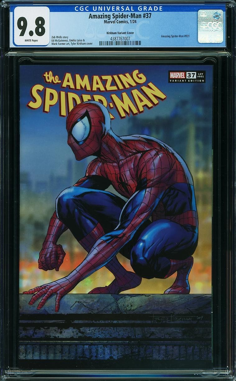 Amazing Spider-Man 37 CGC 9,8 pagine bianche variante Kirkham Spider-Man Marvel 2024