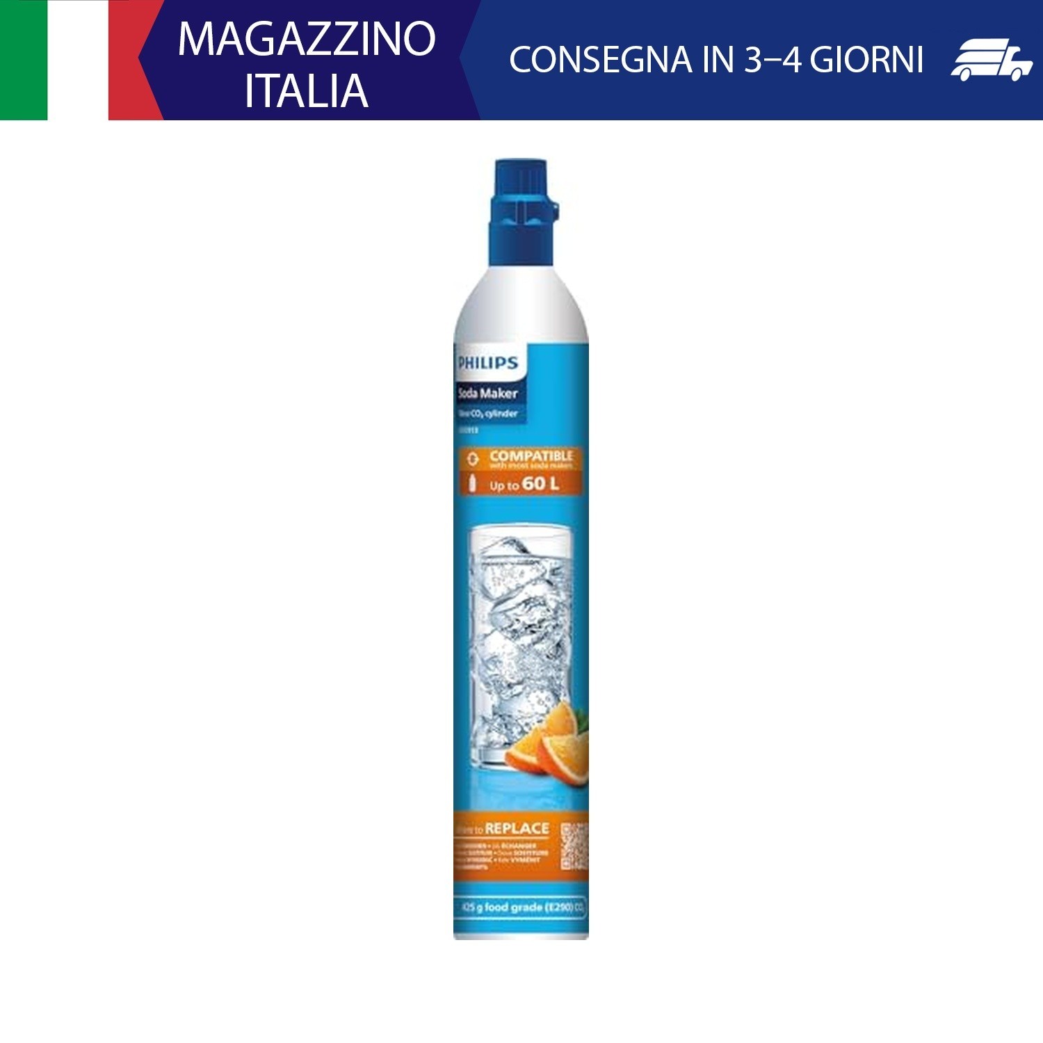 Philips Water ADD913/10 Bombola CO2 per gasatori d'Acqua, Acciaio Inox