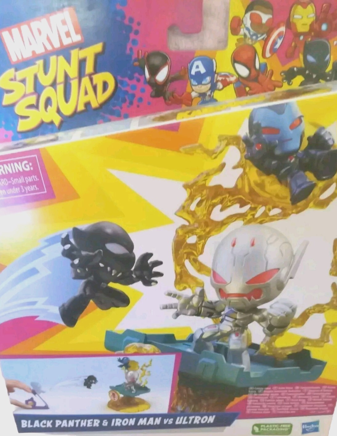 Marvel Stunt Squad Black Panther & Iron Man vs Ultron Ages 4+ New