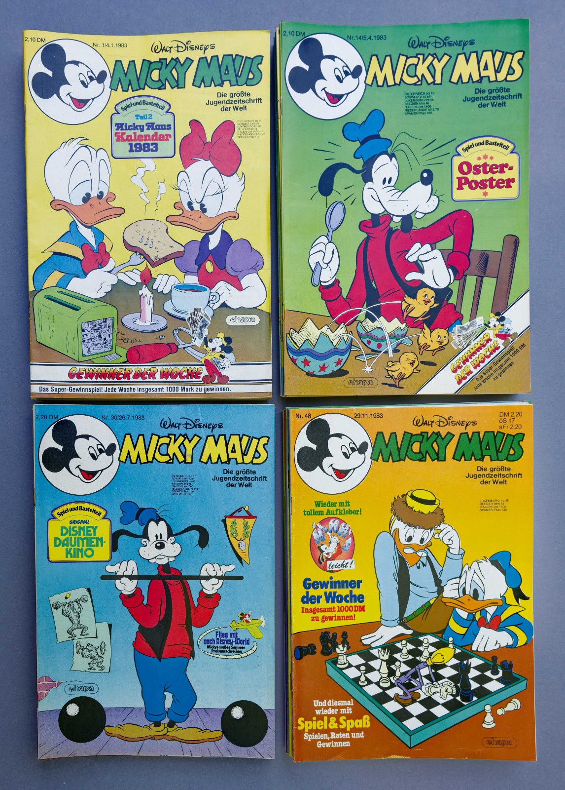 44 quaderni Topolino Jg.83 con adesivo angolo da collezione gioco-artigianato ottime condizioni