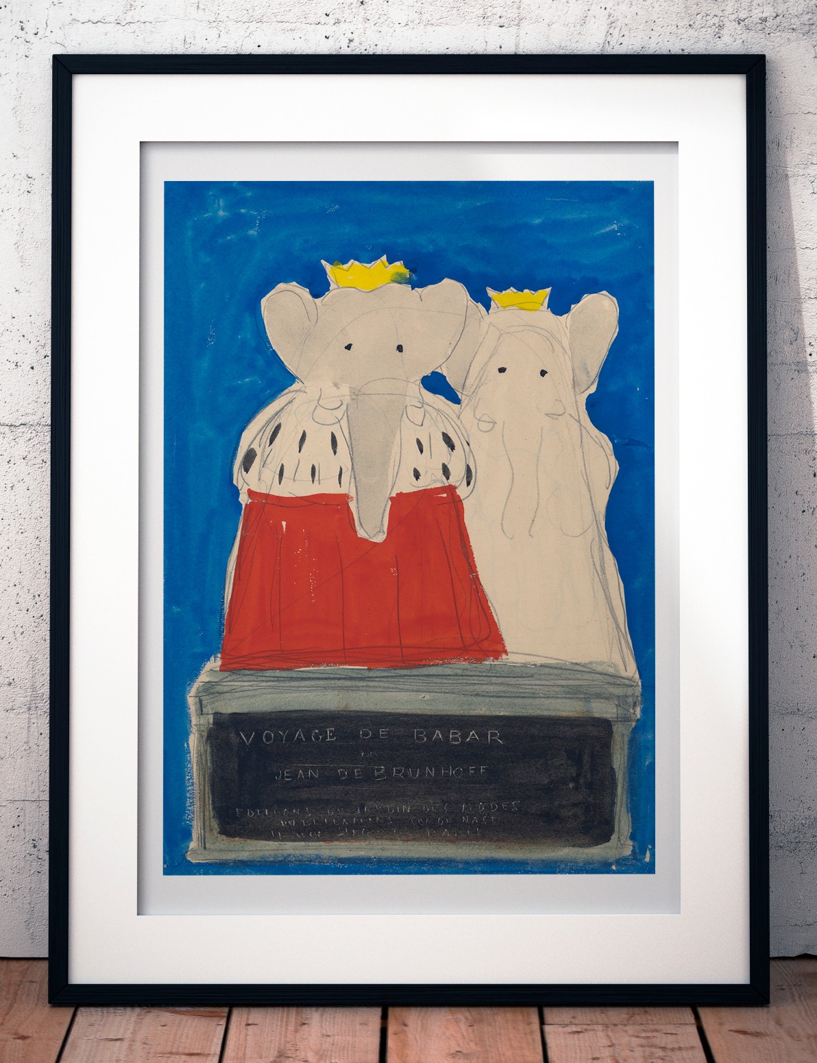Jean de Brunhoff Le Voyage de Babar Aquarelle originale pour l'édition de 1934