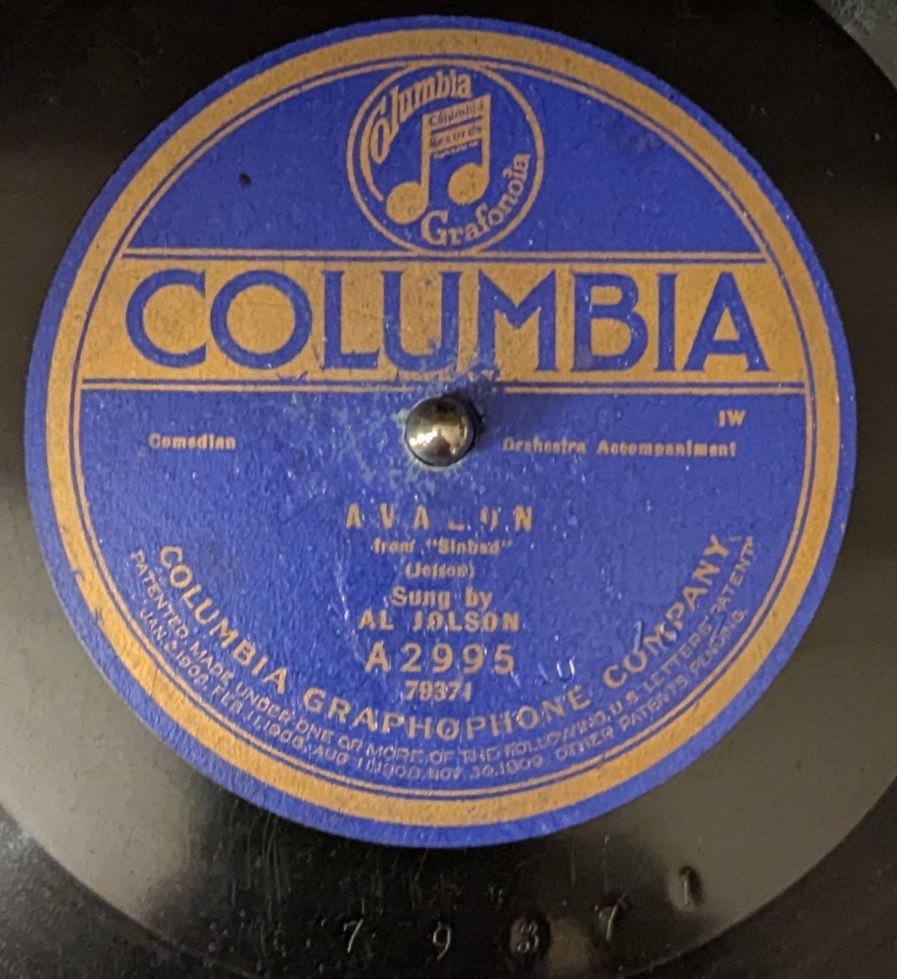 Columbia A-2995 Al Jolson - Avalon  / Henry Burr - Old Pal, Why Don't You Answer
