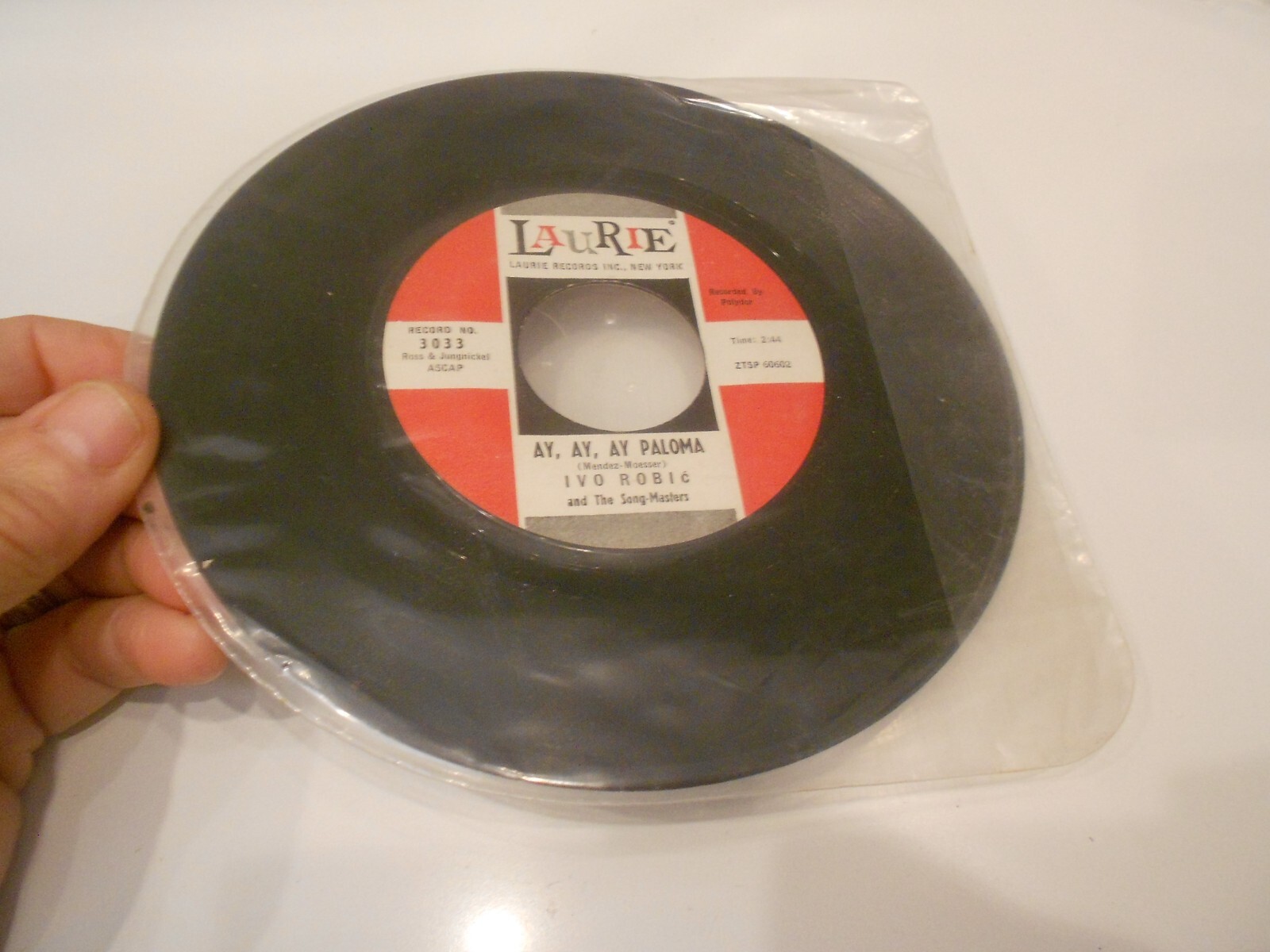 LAURIE RECORDS 45 RPM AY, AY, AY PALOMA-MORGEN IVO ROBIC #3033 EXCELLENT