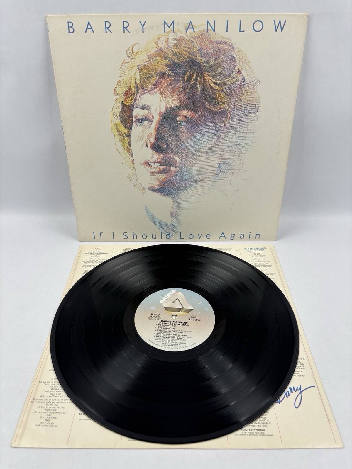 Barry Manilow If I Should Love Again Vinyl LP 1981 Arista AL-9573 w/ Lyric Inner