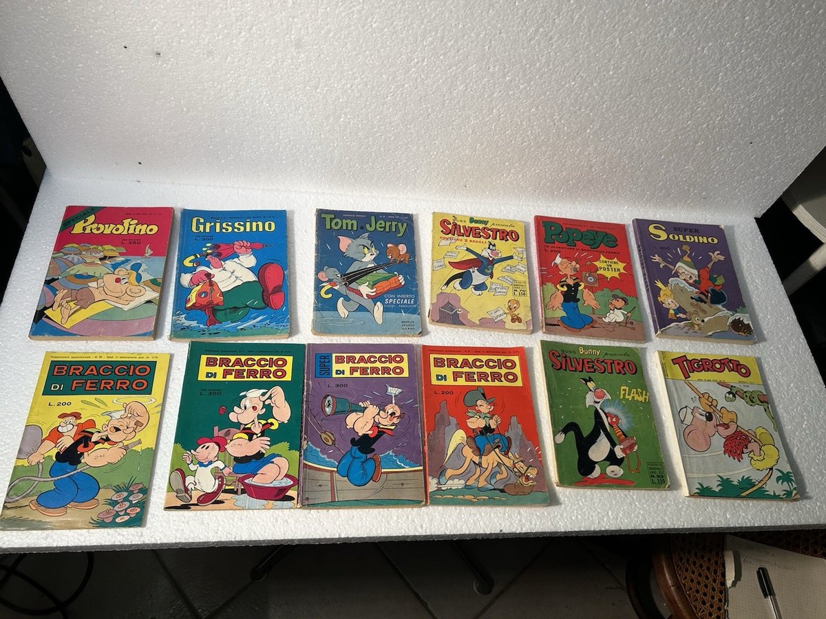 LOTTO 12 FUMETTI VARI ANNI 1970 BRACCIO DI FERRO -SOLDINO PROVOLINO OLD COMICS