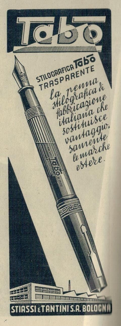 PUBBLICITA' VINTAGE  DEL 1944 : TABO' LA STILOGRAFICA TRASPARENTE