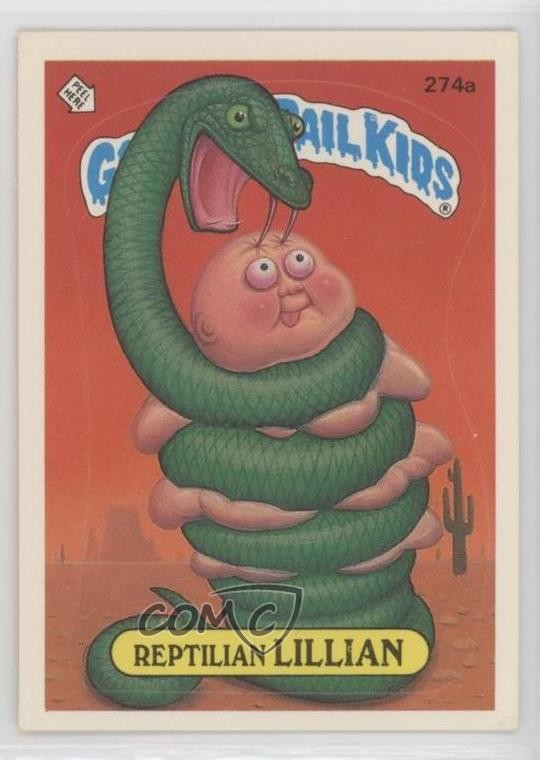 1987 Topps Garbage Pail Kids Series 7 Reptilian LILLIAN (two star back) 0f3j