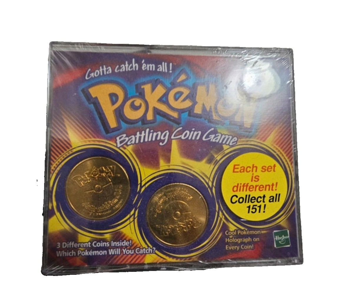 Hasbro Pokemon Battling Coin Game 1999 Vintage 3 Monete Uniche Nuovo Sigillato