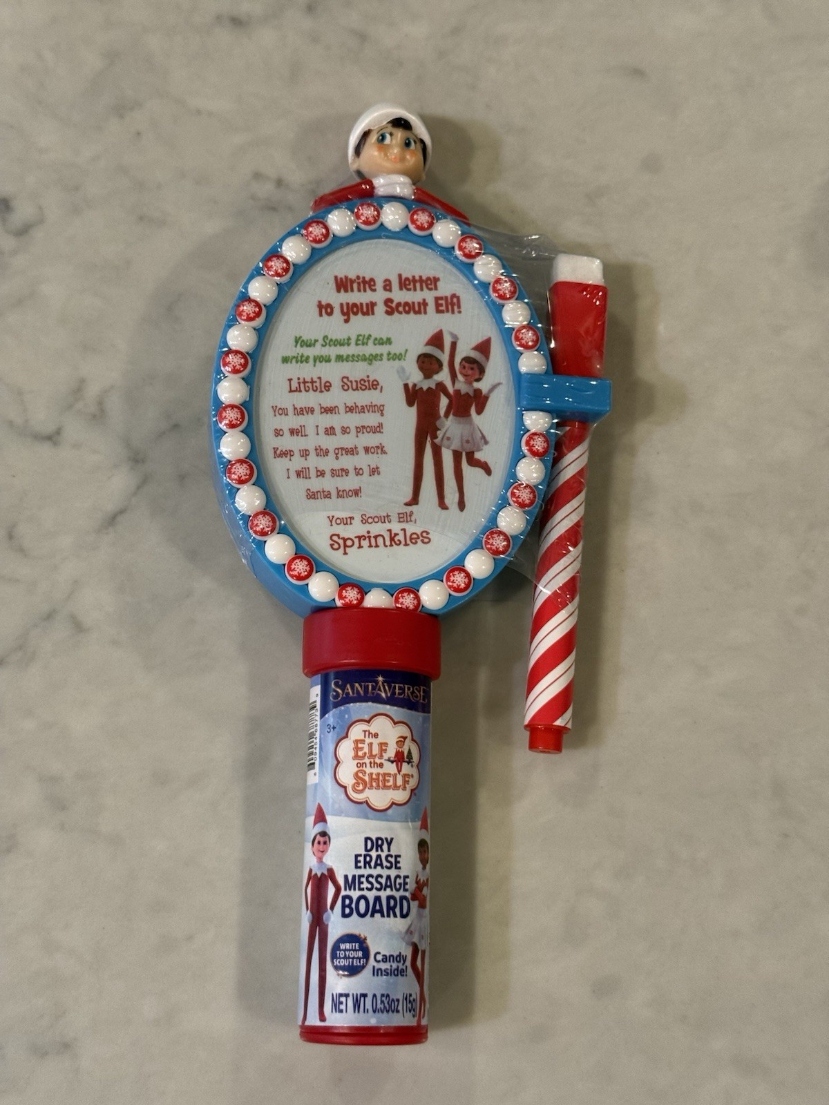 Santaverse Elf on The Shelf Dry Erase Message Board & Marker, Candy  0.53oz, NEW