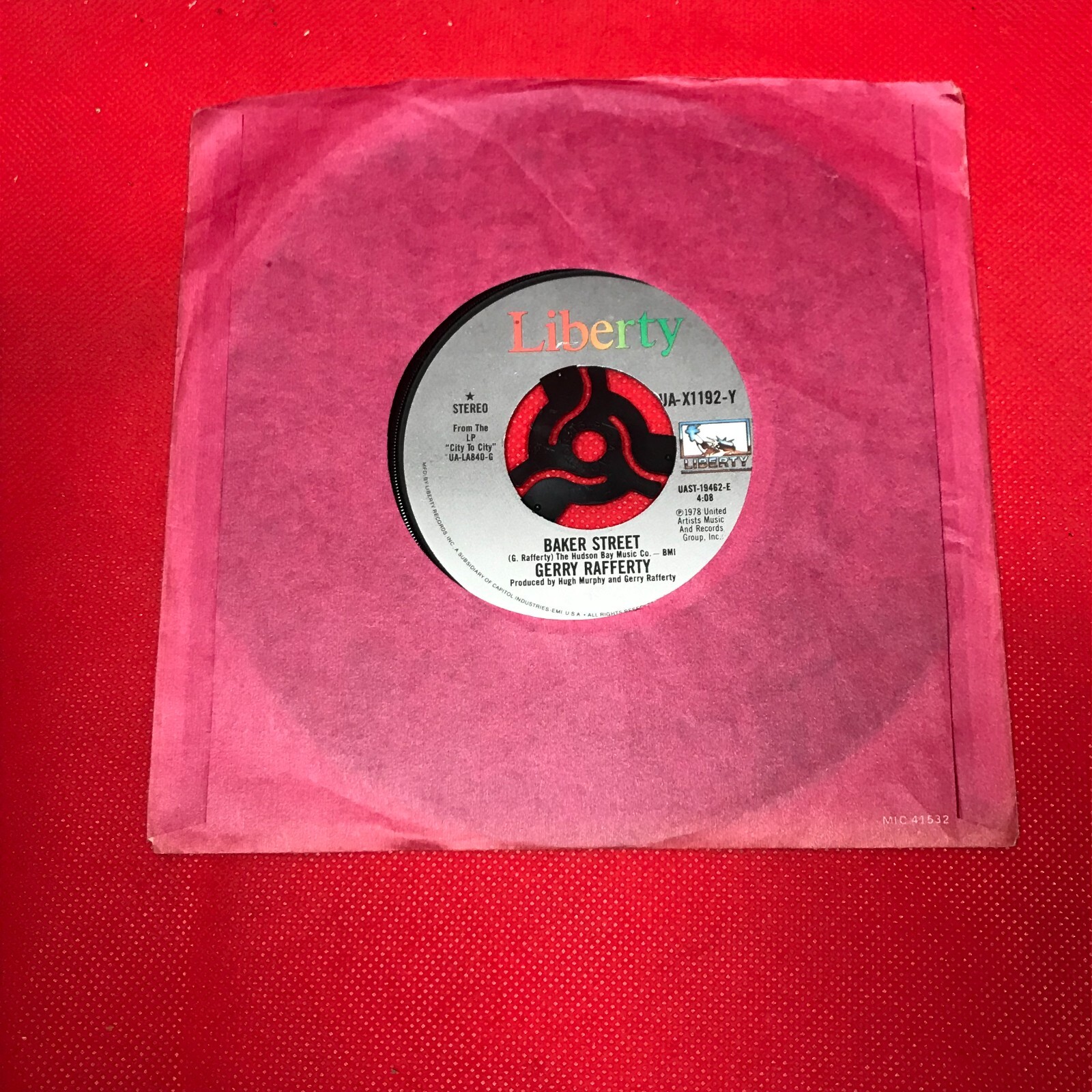 GERRY RAFFERTY Baker Street 1978 USA 7" vinyl single original 45 record