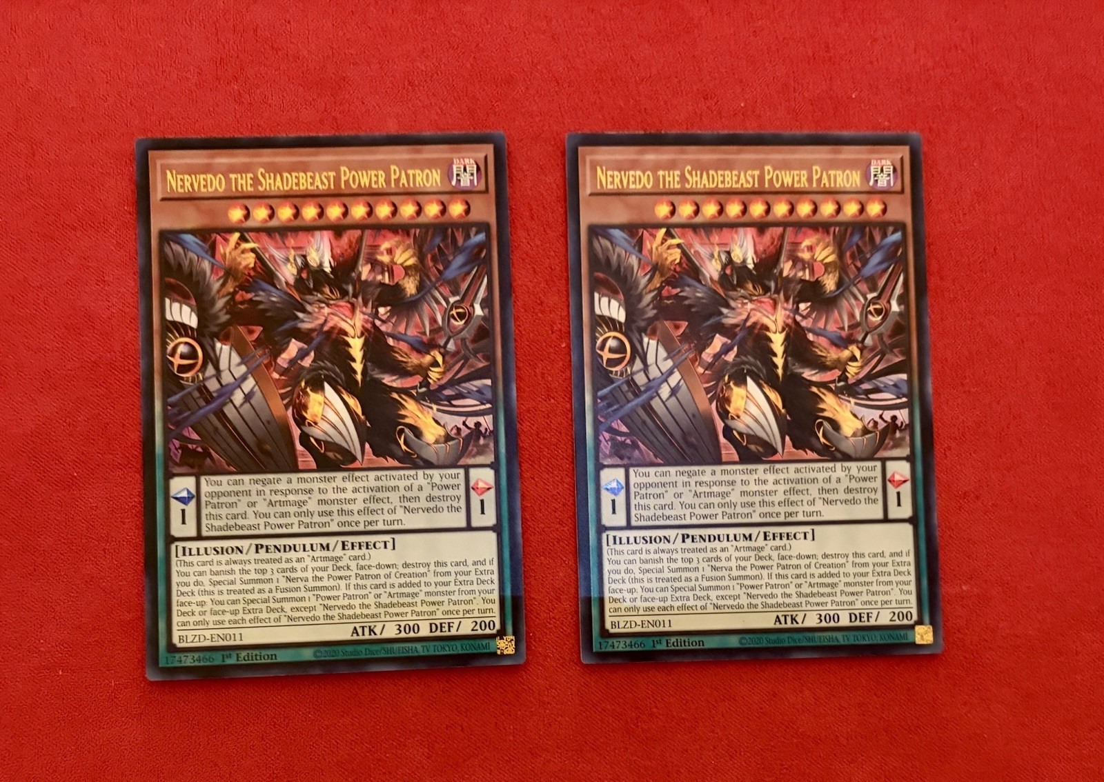 Yu-Gi-Oh! Nervedo The Shadebeast Power Patron - BLZD-EN011 - Ultra Rare x2