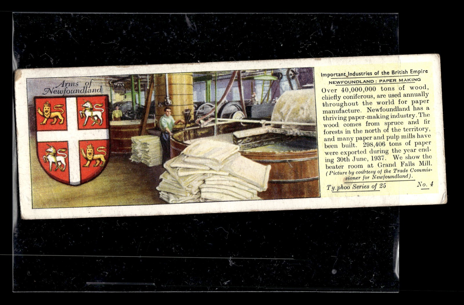 1939 Ty-phoo Tea Important Industries Impero Britannico Paper Making #4 MID GRADE