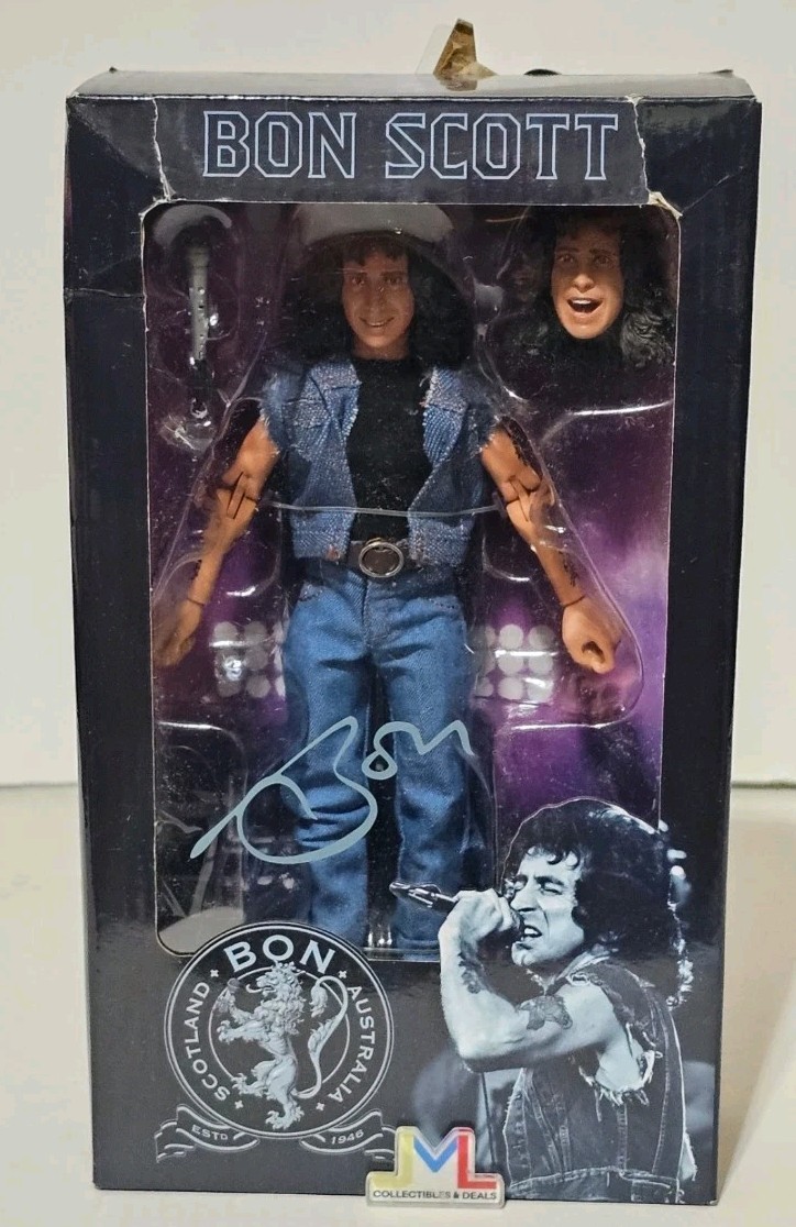 Modellino NECA Bon Scott AC/DC Highway to Hell vestito 8 pollici scatola danneggiata
