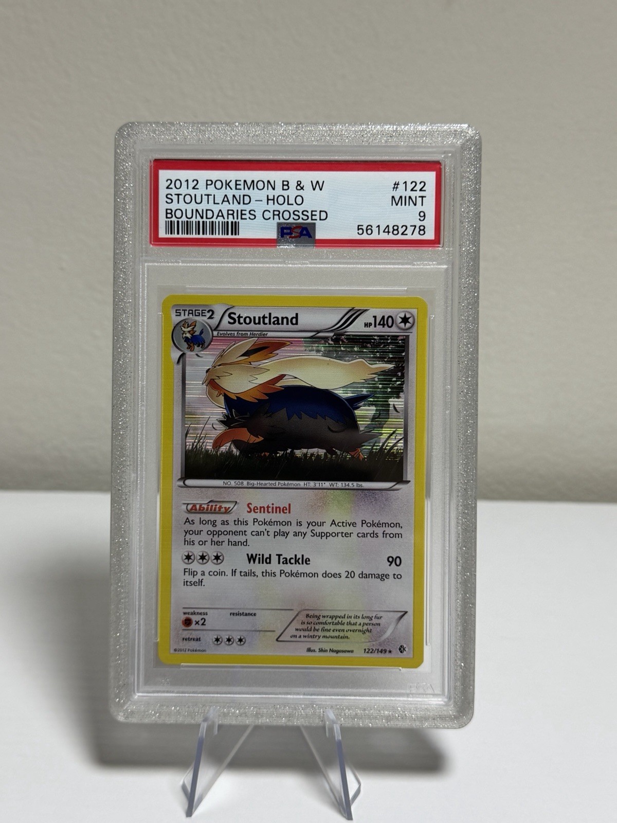 2012 POKEMON BIANCO E NERO CONFINI INCROCIATI STOUTLAND #122 HOLO PSA 9 POP 3