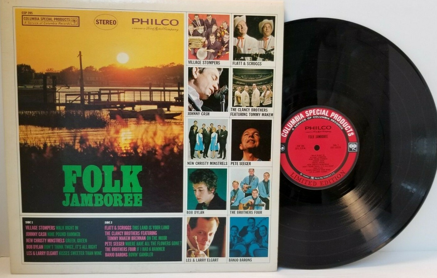 FOLK JAMBOREE LP Bob Dylan Johnny Cash Flatt & Scruggs - Play Tested NM   *R1