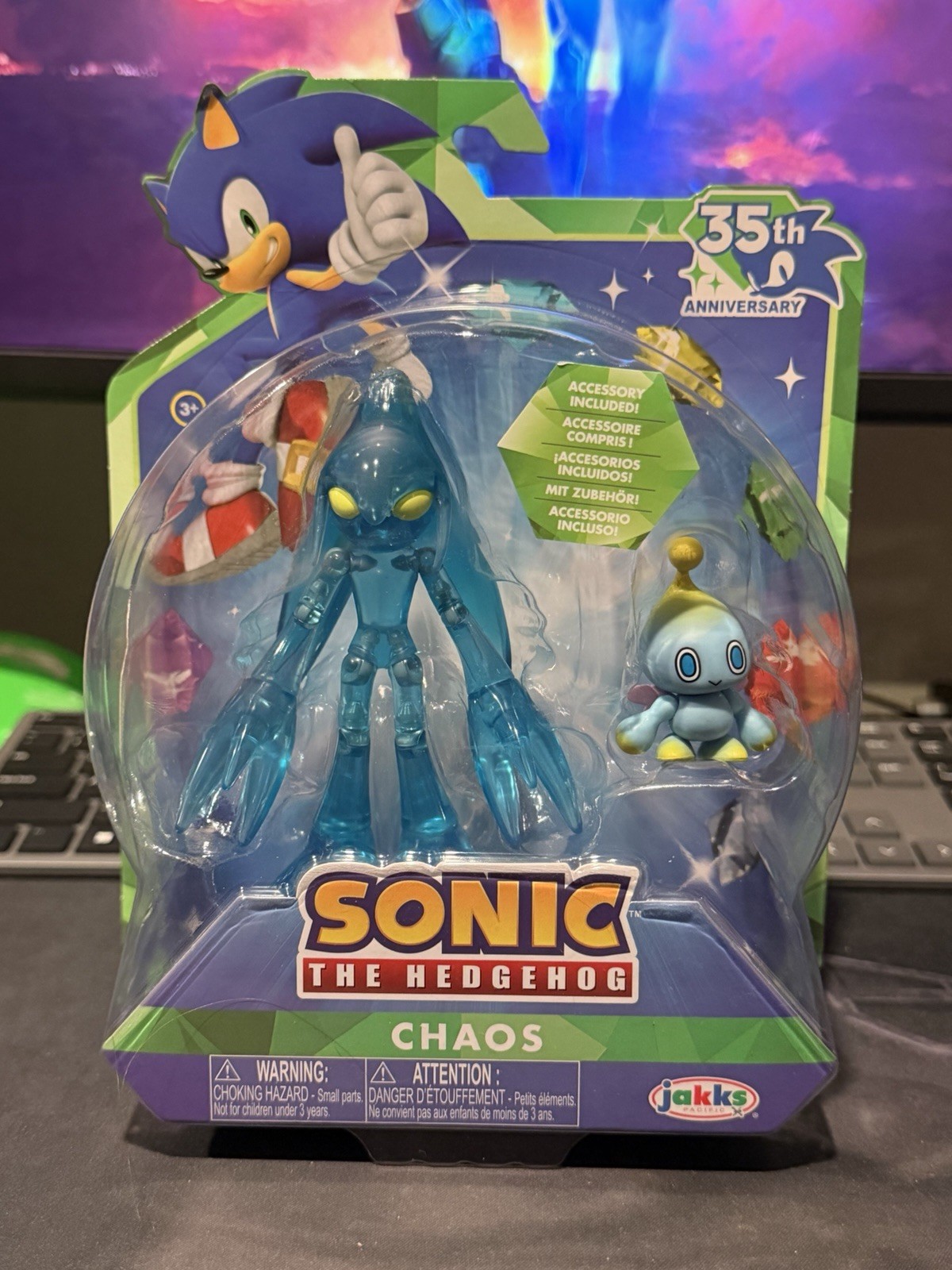 Modellino Jakks Pacific 35th Anniversary Sonic The Hedgehog Chaos con Chao 4"