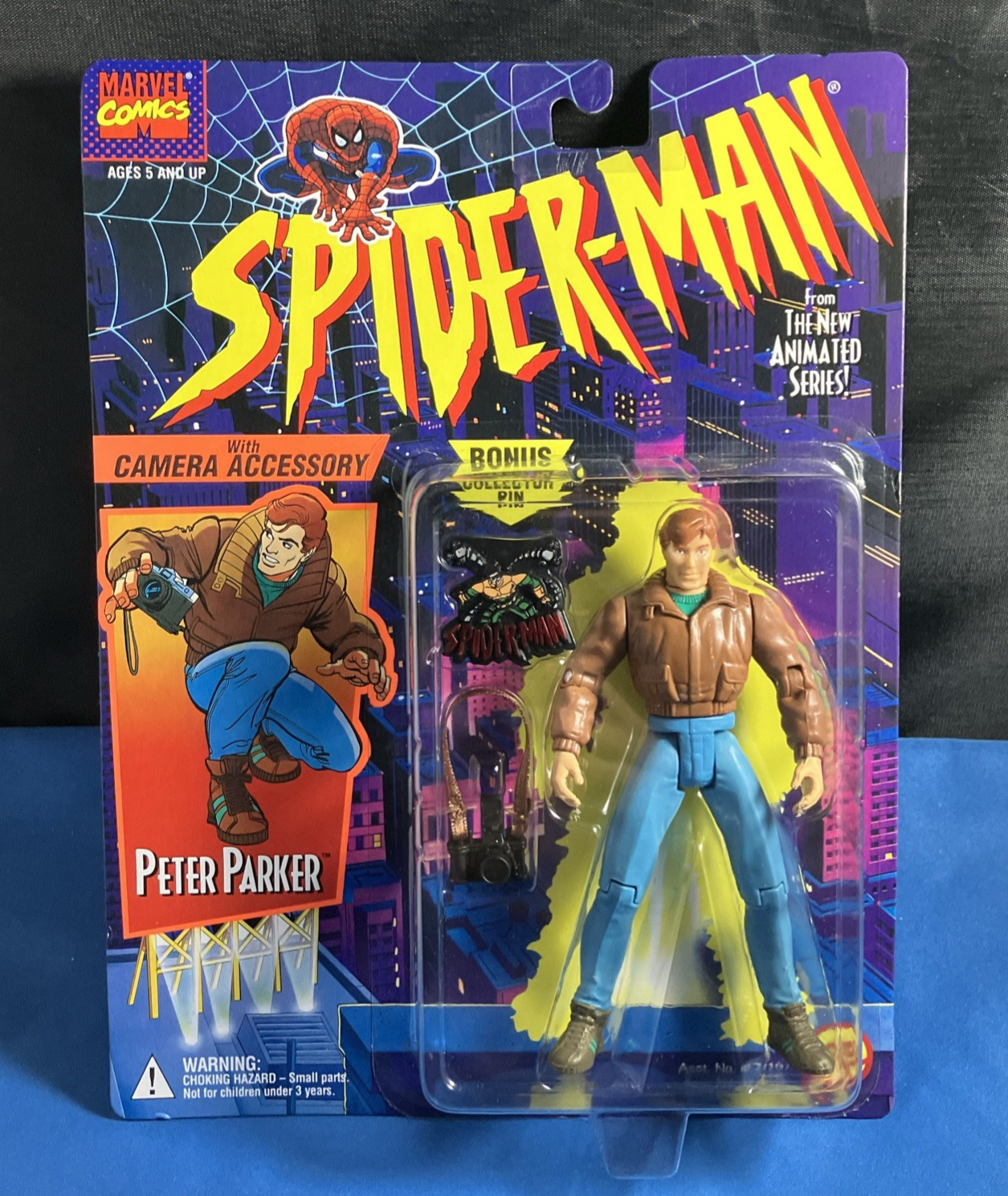SPIDER-MAN SERIE ANIMATA PETER PARKER CON MACCHINA FOTOGRAFICA GIOCATTOLO BIZ VINTAGE FIGURE NUOVO