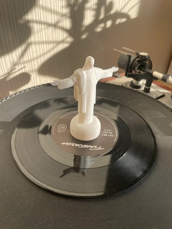 Adapteur stabilisateur centreur platine disque vinyle 45 tours Christ Rédempteur blanc Rio Janeiro