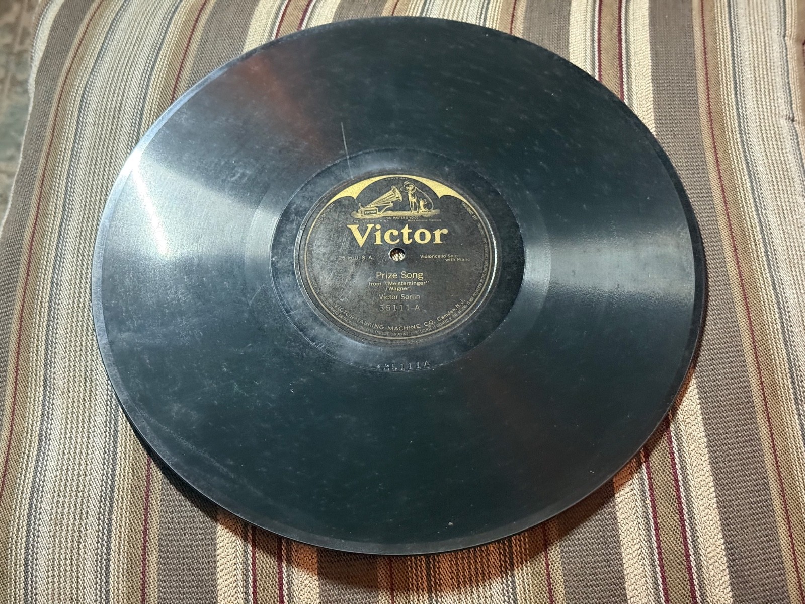 VICTOR 12" Record 78 Rpm 35111 Victor Sorlin PRIZE SONG / ERNANI SELECTION