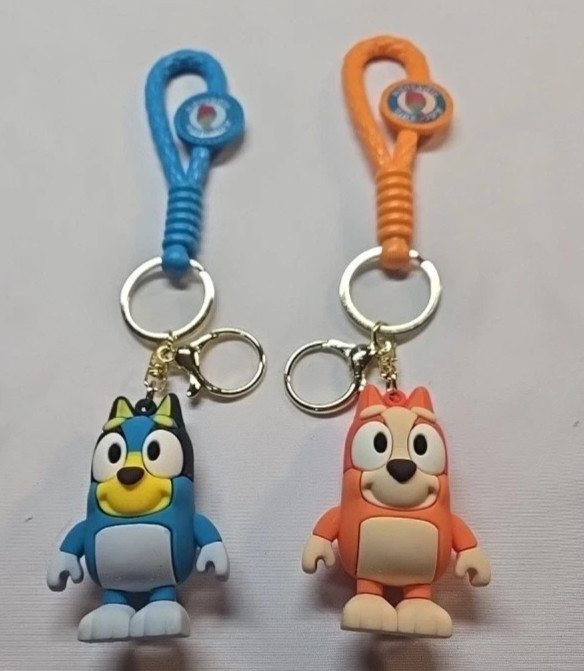 BLUEY AND BINGO FIGURE 3" Blu Cane Cartoni Animati TV Show Portachiavi Zaino Borsa Tag