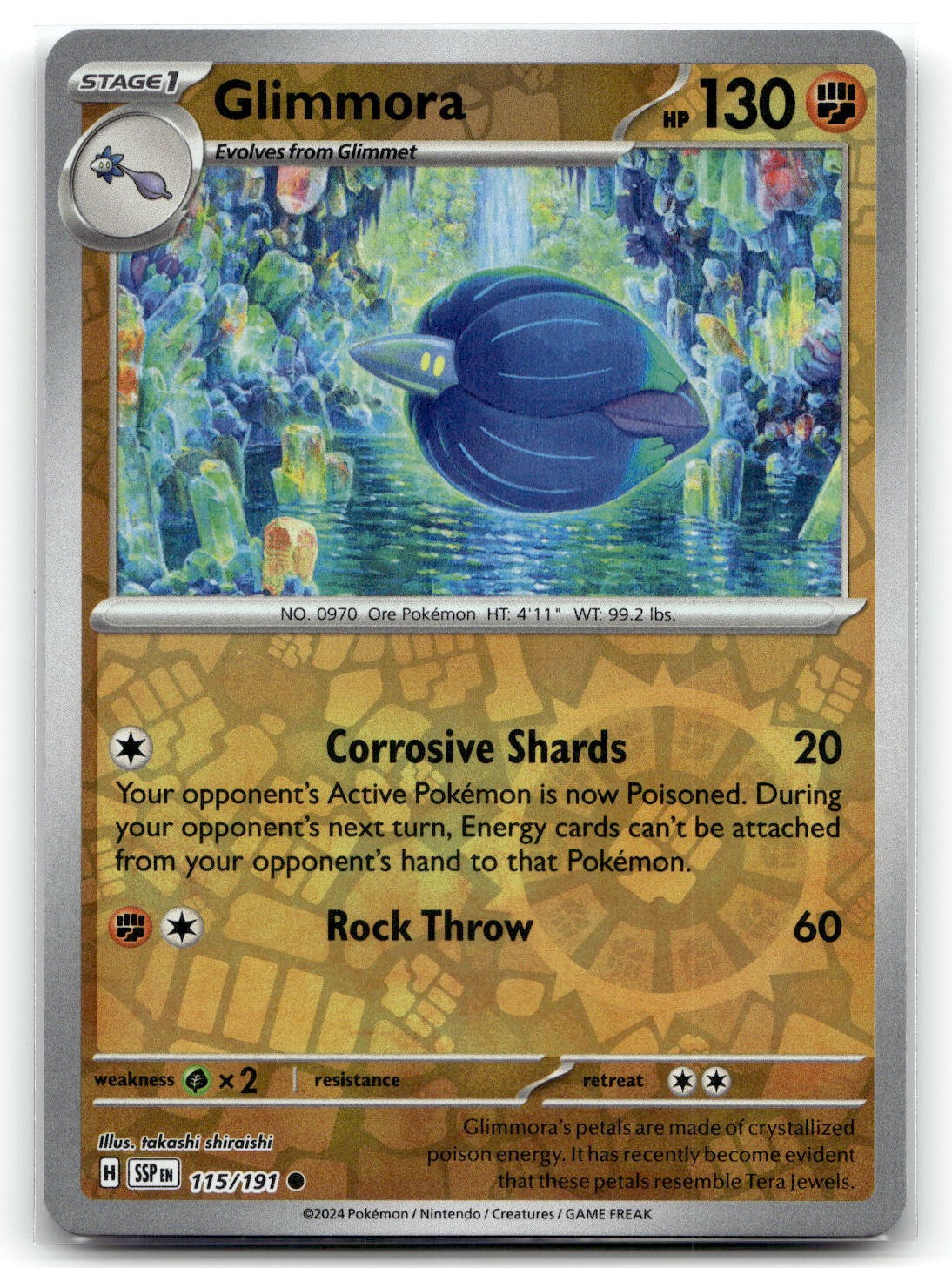 Glimmora 115/191 SV08: Scintille Urgenti Comune Reverse Holo Pokemon TCG NM