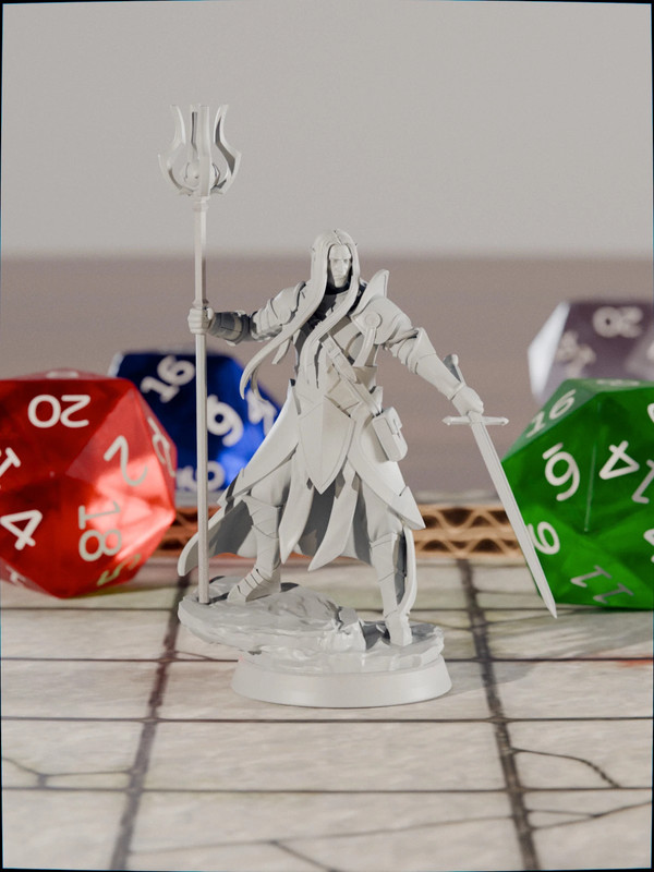 Miniatura 32mm in resina per D&D / GdR – 049 - Elfo/Mezzelfo Mago – Stampata in 3D