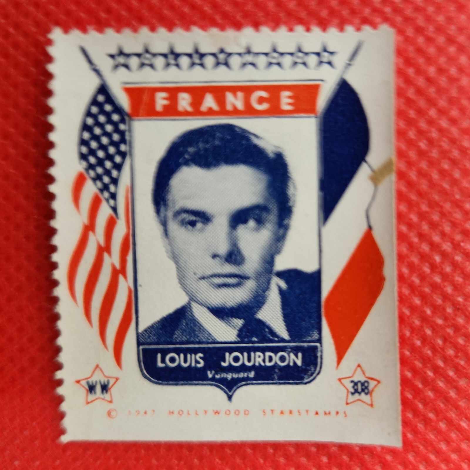 Louis Jourdon 1947 Hollywood Schermo Film Stars Francobollo Trading Card