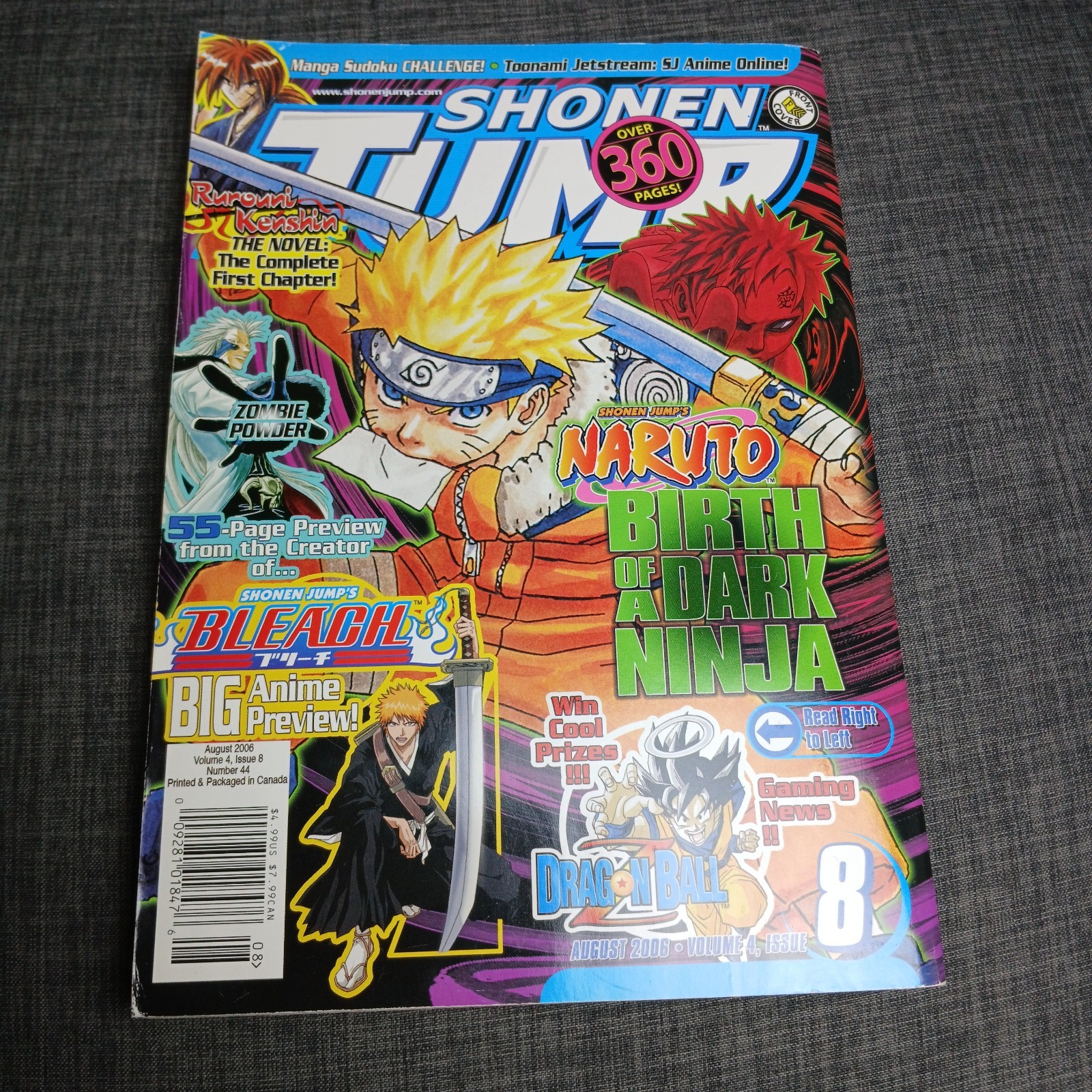 Shonen Jump Manga Magazine, Agosto 2006, Volume 4, Numero 8 Naruto Dragon Ball-TA
