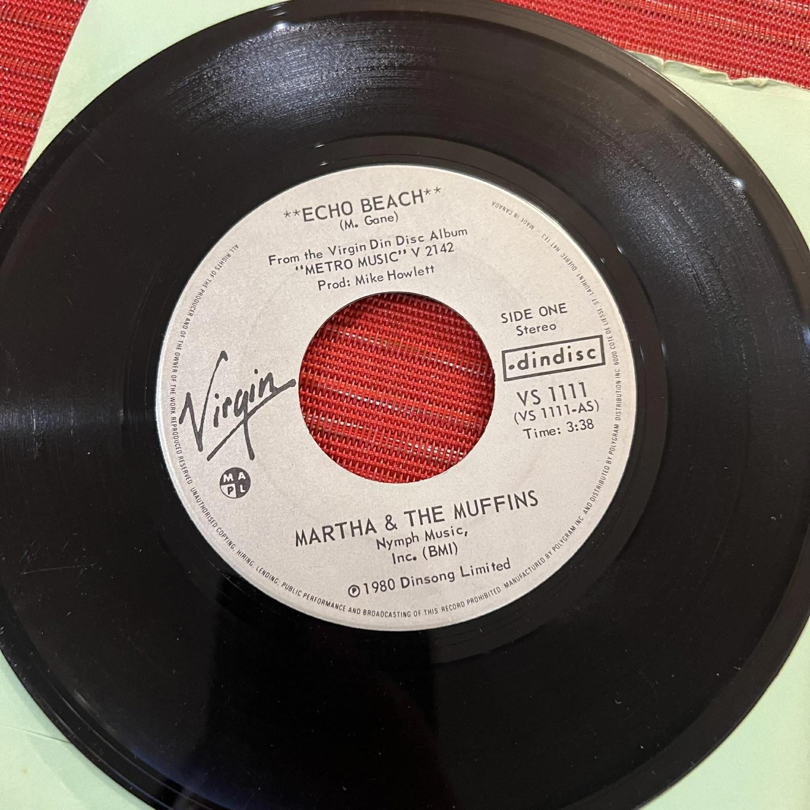 Martha & The Muffins - Teddy the Dink/Echo Beach 45rpm VG+ R32
