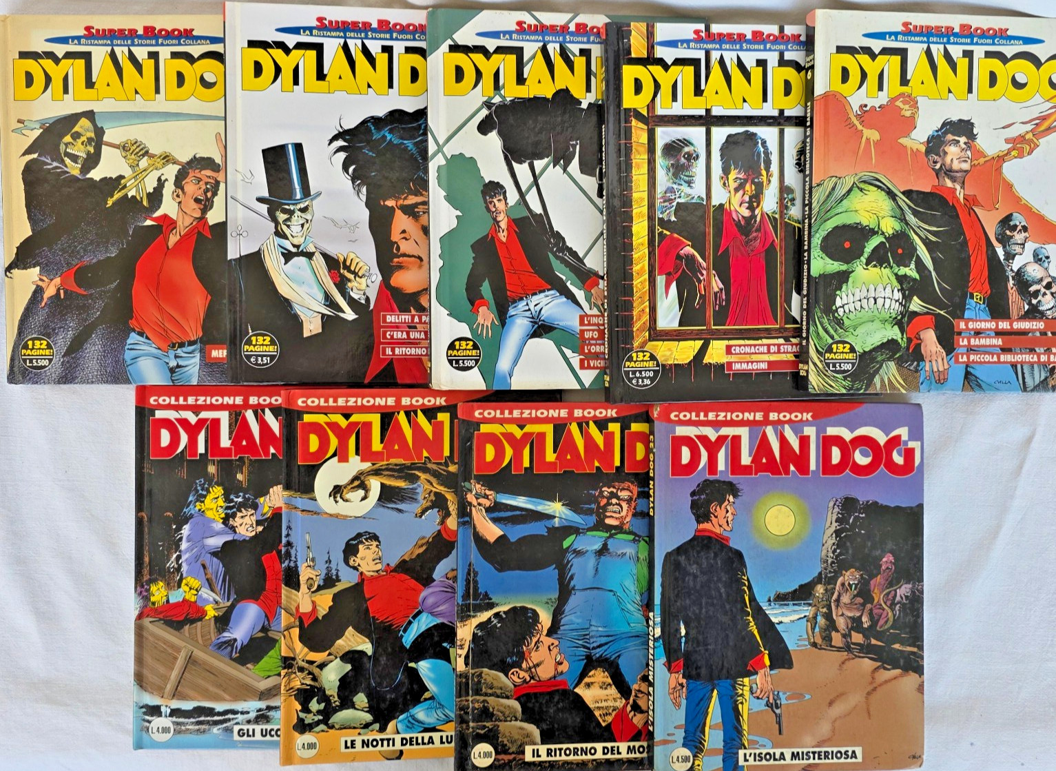 9 DYLAN DOG (T. SCLAVI) BOOK e SUPER BOOK BONELLI 1996-2002 CARTONATI