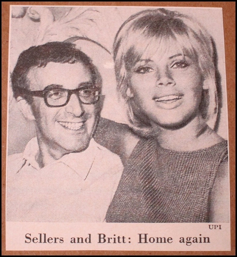 1964 Peter Sellers & Britt Ekland Newsweek Clipping Photo 2.25"x2.25" Pocket Siz