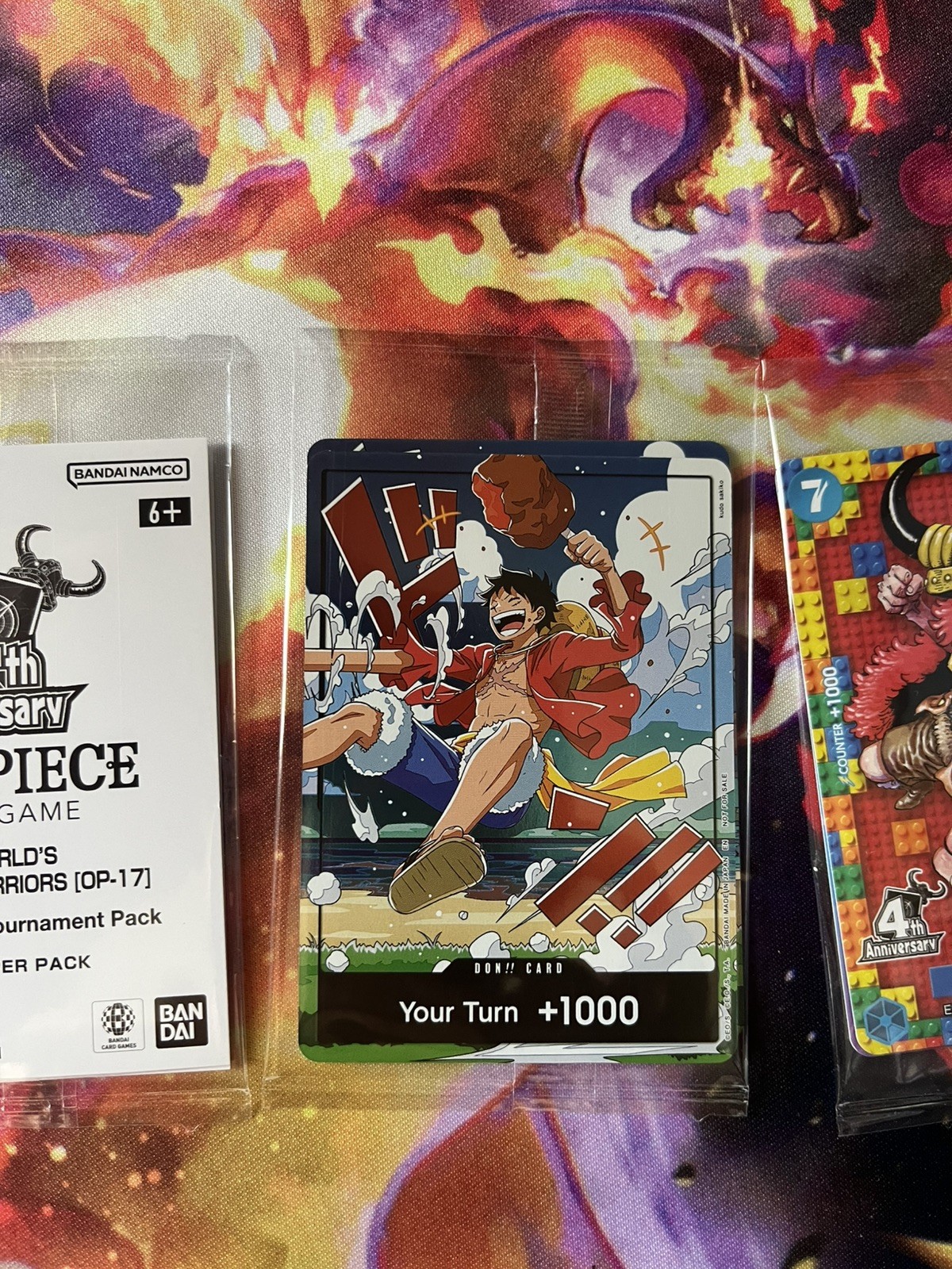 One Piece OP17 Pre Release 4th Anniversary Promo Card Set Lego Luffy Don Pack !!
