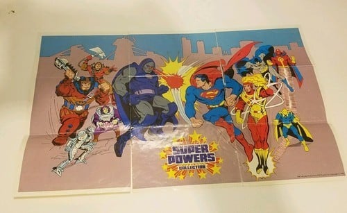 Poster vintage 1984 Kenner Super Powers Collection 18"x11 checklist HTF