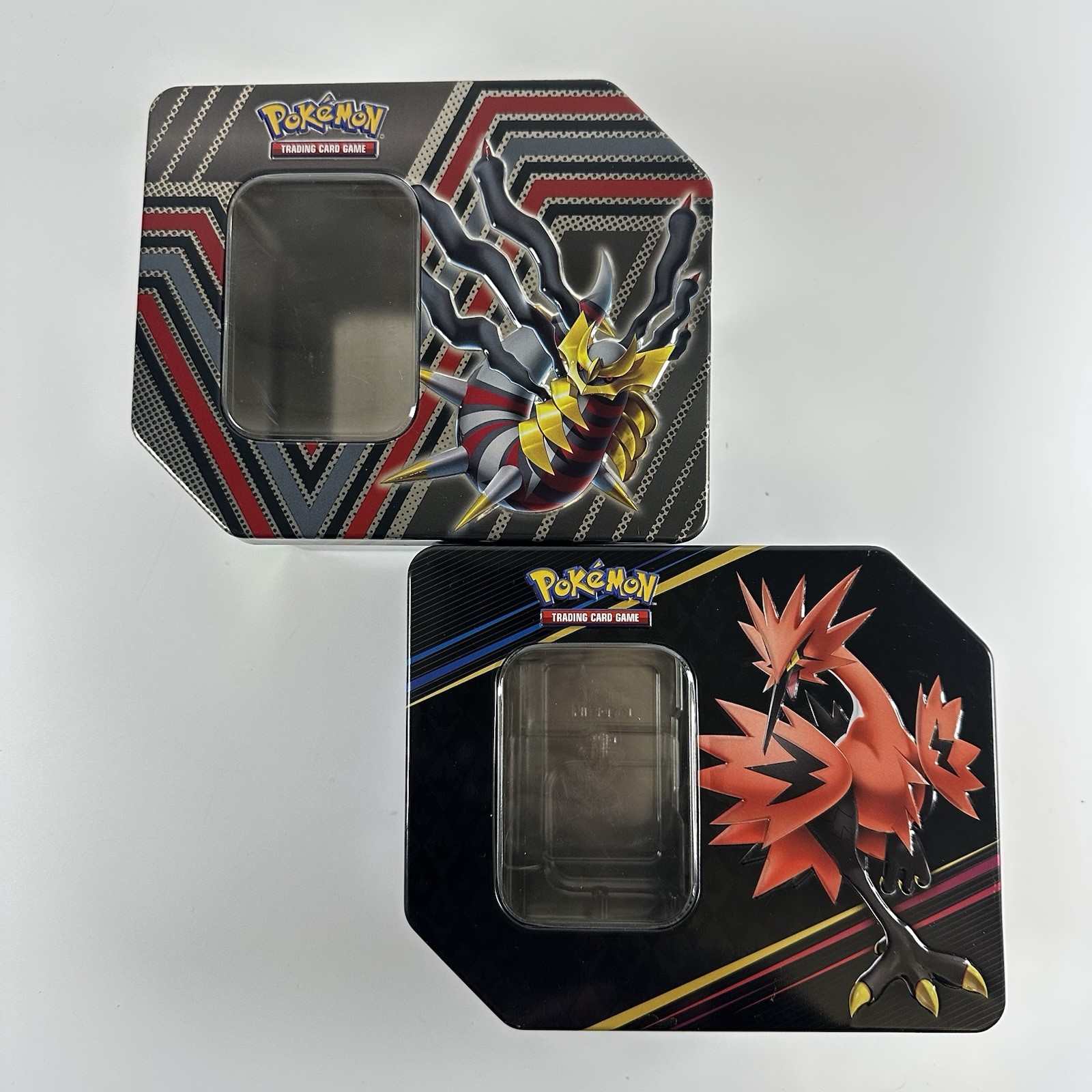 Lotto Lattine Pokemon TCG Vuote da Collezione Giratina Galarian Zapdos