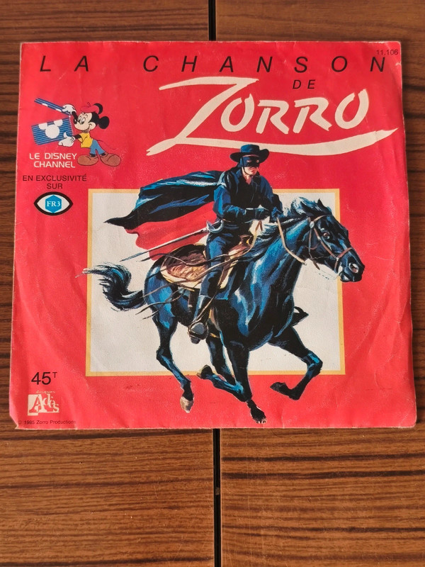 Vinyle 45 tours « La Chanson de Zorro » de Jean Stout / Disney (1985)